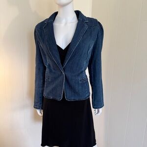 I.N.C. Denim XL Blazer, Single-Breasted, Tailored-Fit, Structured Shoulder